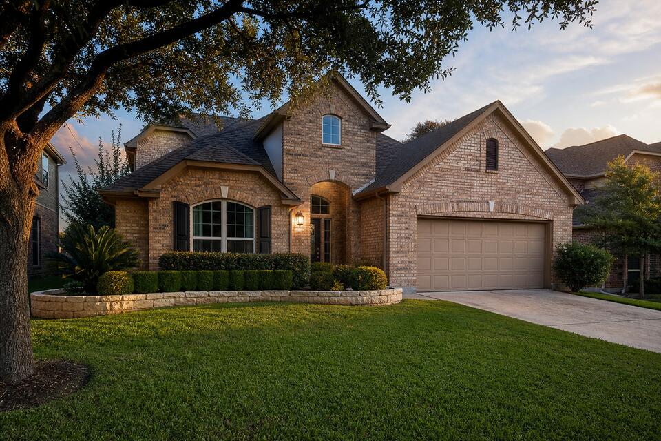 Stone Oak San Antonio brick home with foundation settlement signs